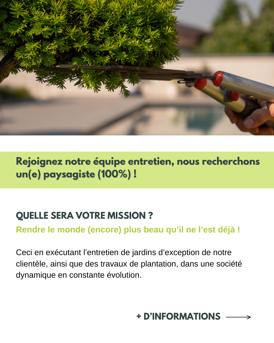 Horticulteur/horticultrice-paysagiste pour notre secteur entretien (100%)